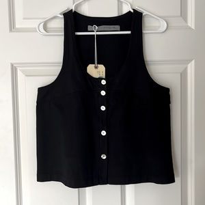 Raquel Allegra Button Down Racer Tank | NEW WITH TAGS $$248 | black vest size 1